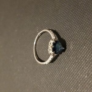 Sterling silver ring with blue heart shaped stone